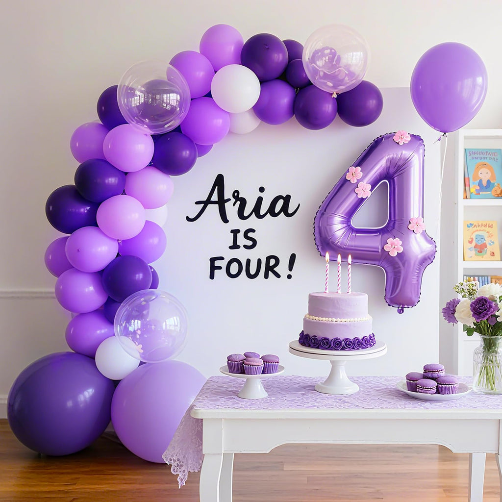 RUBFAC 129pcs Purple Balloons Set – Lavender Lilac Latex Balloons with Ribbon & Glue