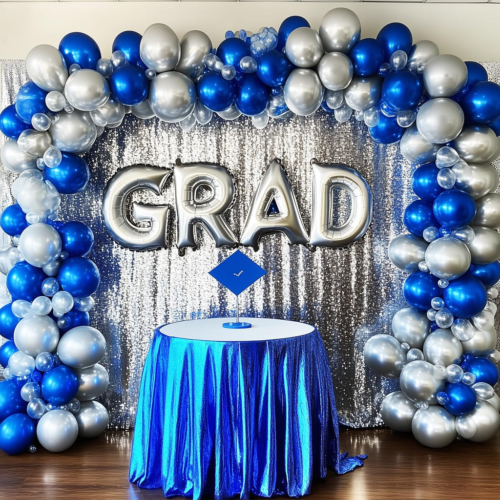 RUBFAC Silver Balloons Kit – 129pcs Metallic Balloons for Garland Arch (18/12/10/5in)