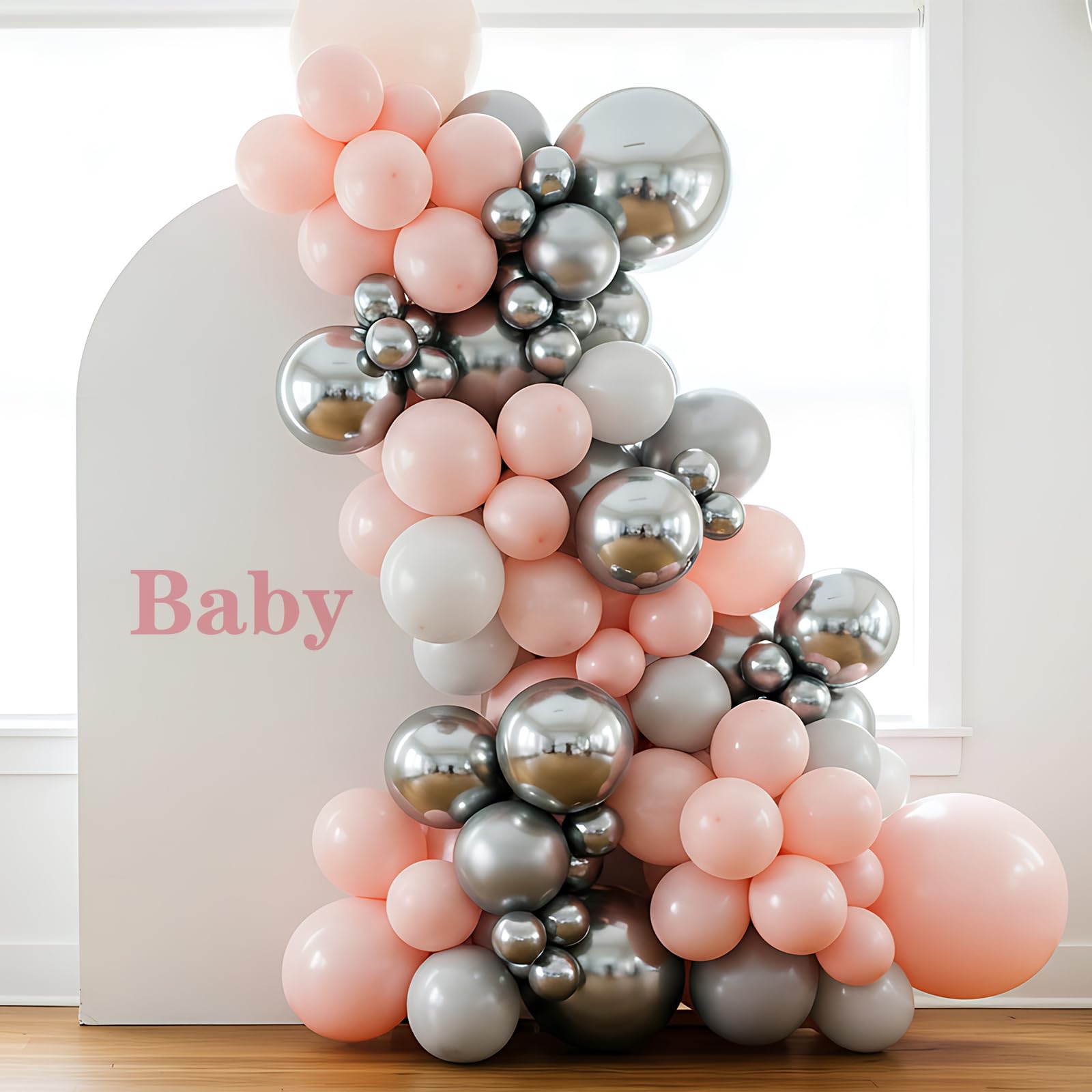 RUBFAC Silver Balloons Kit – 129pcs Metallic Balloons for Garland Arch (18/12/10/5in)