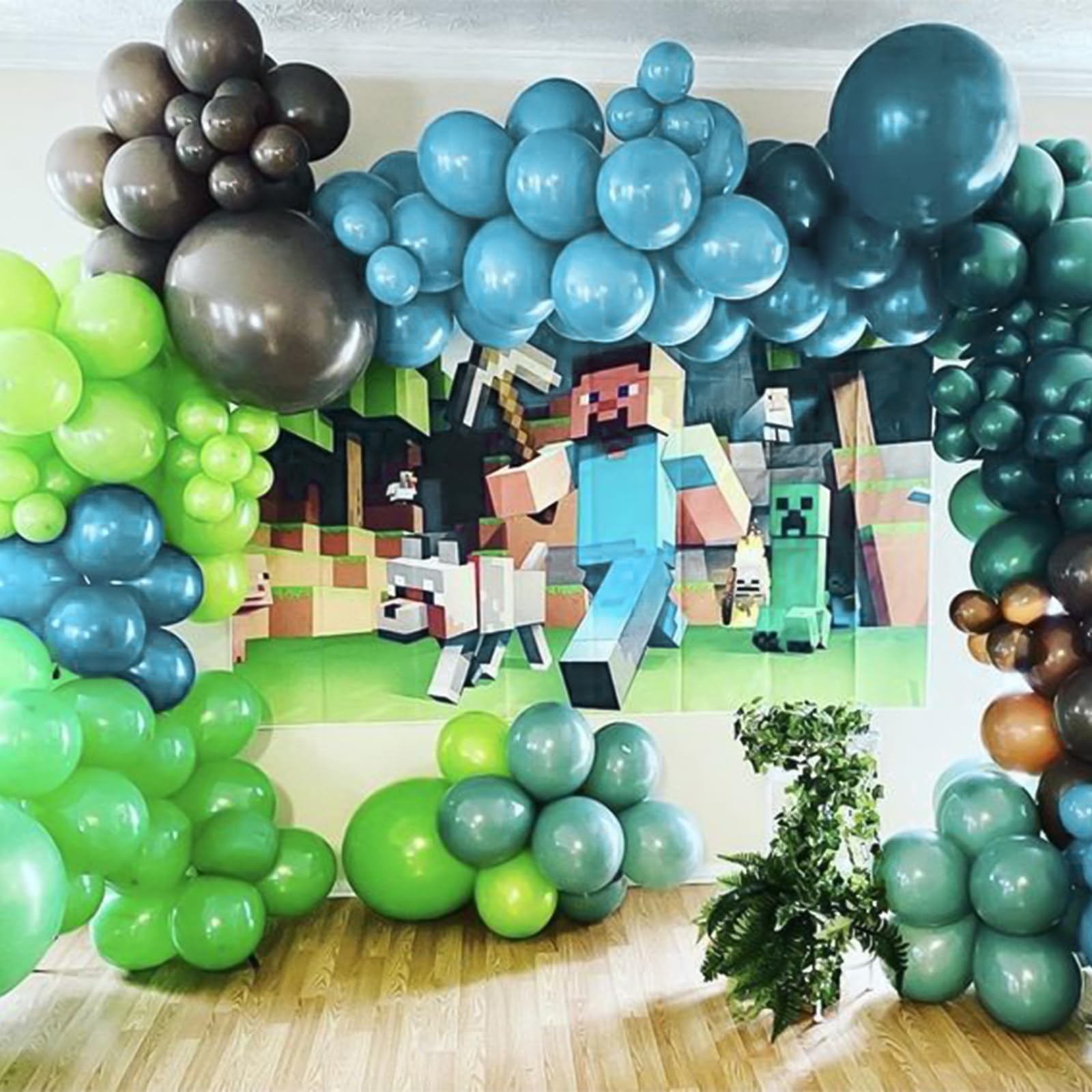 RUBFAC 129pcs Blue Green Balloons Kit – 18/12/10/5in for Garland Arch