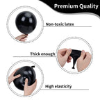 RUBFAC Black Balloons Set - 105pcs (18/12/10/5in) for Garland Arches and Party Decor