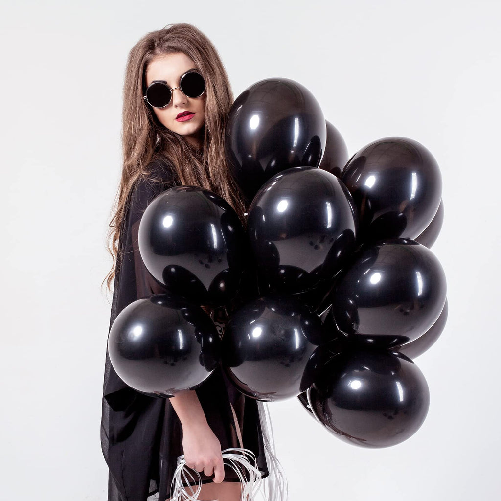 RUBFAC Black Balloons Set - 105pcs (18/12/10/5in) for Garland Arches and Party Decor