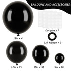 RUBFAC Black Balloons Kit 129pcs for Balloon Arch – 18/12/10/5 Inch Latex Balloons