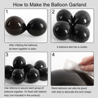 RUBFAC Black Balloons Kit 129pcs for Balloon Arch – 18/12/10/5 Inch Latex Balloons