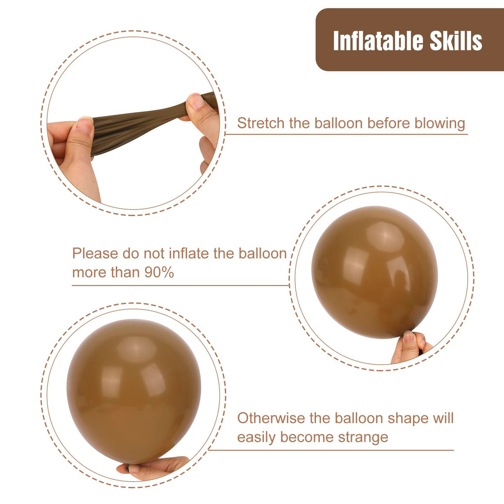 RUBFAC Brown Balloons Kit – 129 Latex Balloons (18/12/10/5) for Balloon Garland Arch, Baby Showers, Jungle Safari, Bear Theme