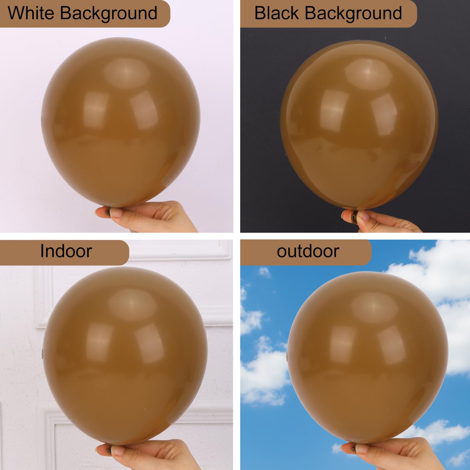 RUBFAC Brown Balloons Kit – 129 Latex Balloons (18/12/10/5) for Balloon Garland Arch, Baby Showers, Jungle Safari, Bear Theme