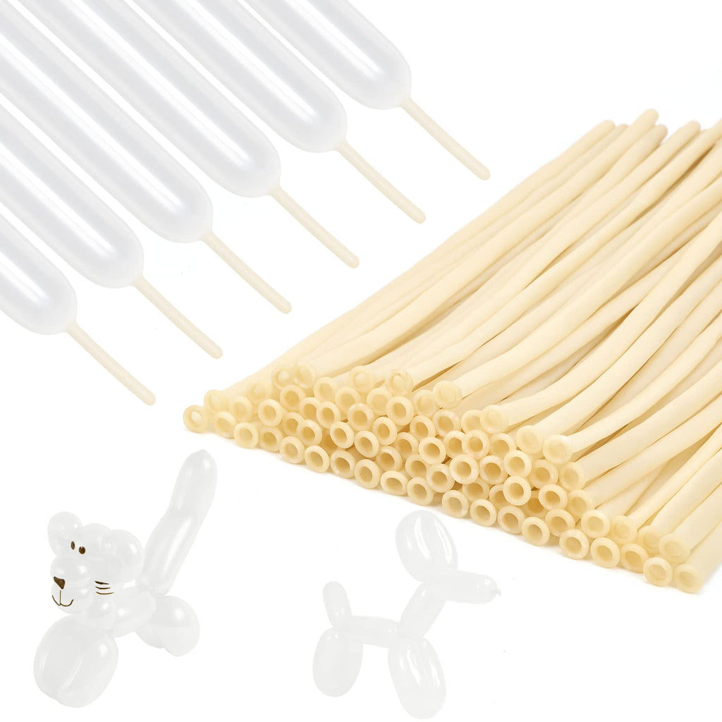 Rubfac 100pcs Clear 260 Balloons – Long Skinny Transparent Latex for Animal Twists, Party Garland & Decorations
