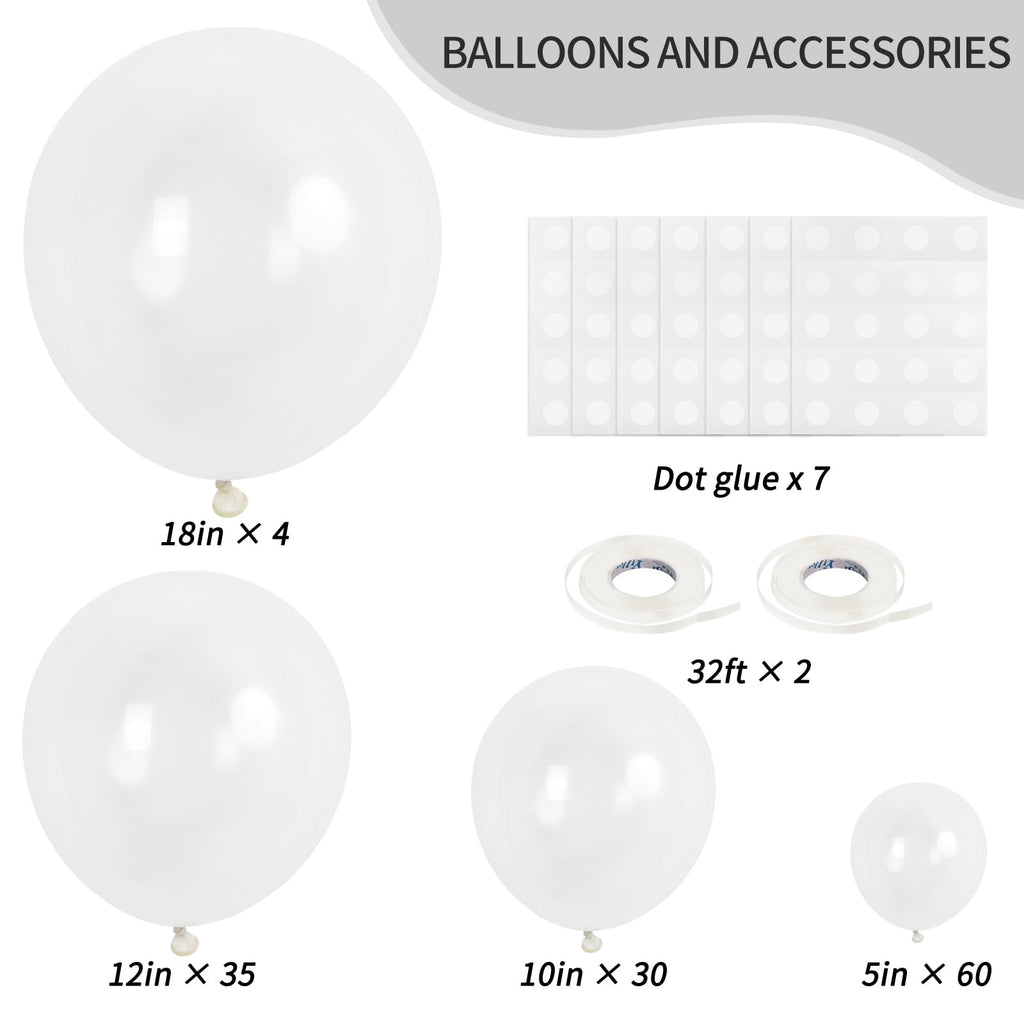 RUBFAC 129pcs Clear Balloons Kit — 18in/12in/10in/5in for Garland Arch