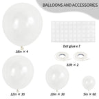 RUBFAC 129pcs Clear Balloons Kit — 18in/12in/10in/5in for Garland Arch