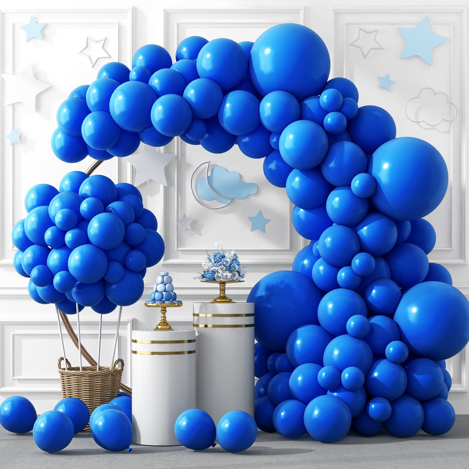 RUBFAC 129pcs Dark Blue Balloons Set – Mixed Sizes for Garlands, Arches & Celebrations