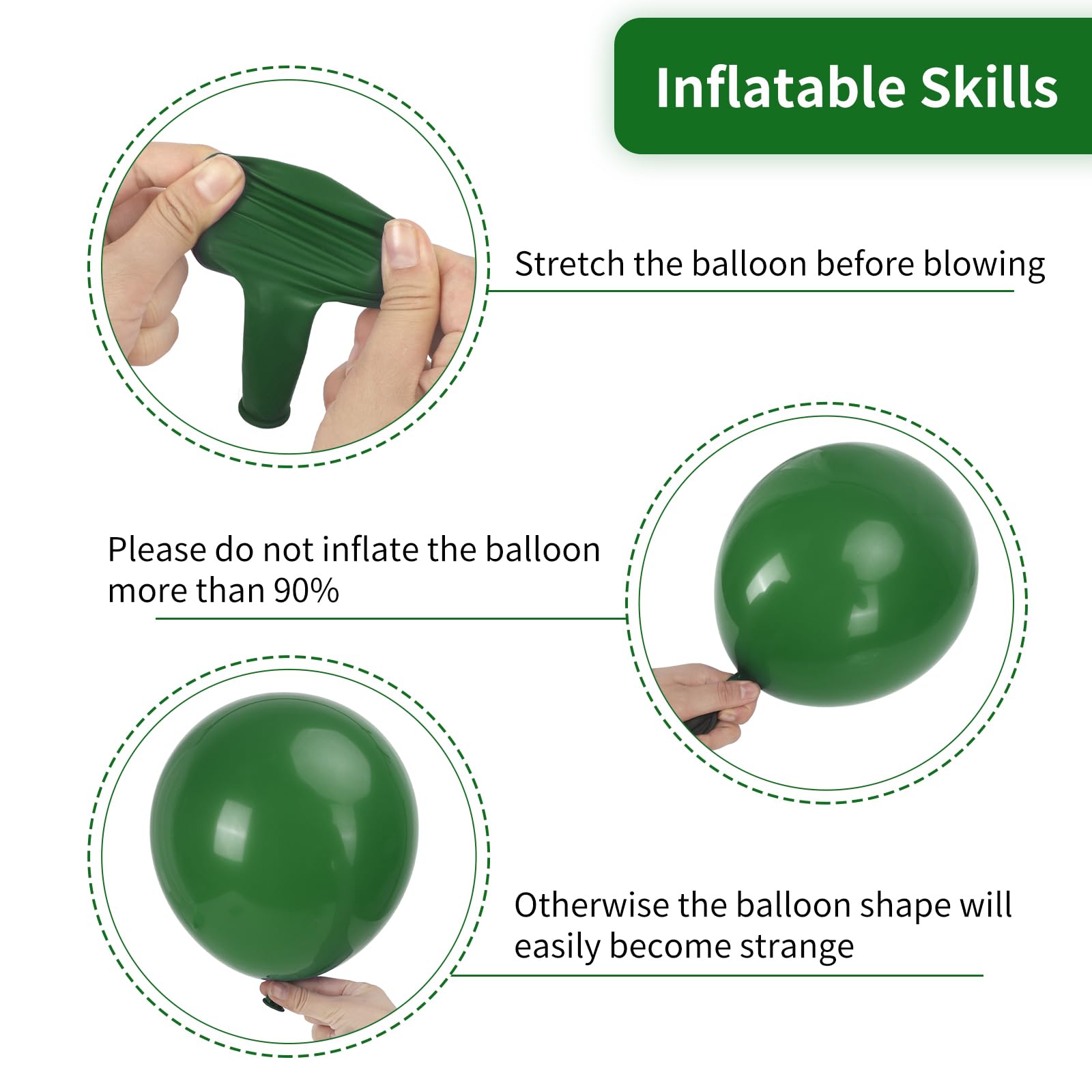 RUBFAC 129pcs Dark Green Latex Balloons — Emerald Arch Garland Kit (18/12/10/5in)