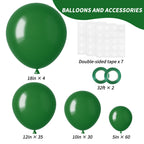 RUBFAC 129pcs Dark Green Latex Balloons — Emerald Arch Garland Kit (18/12/10/5in)