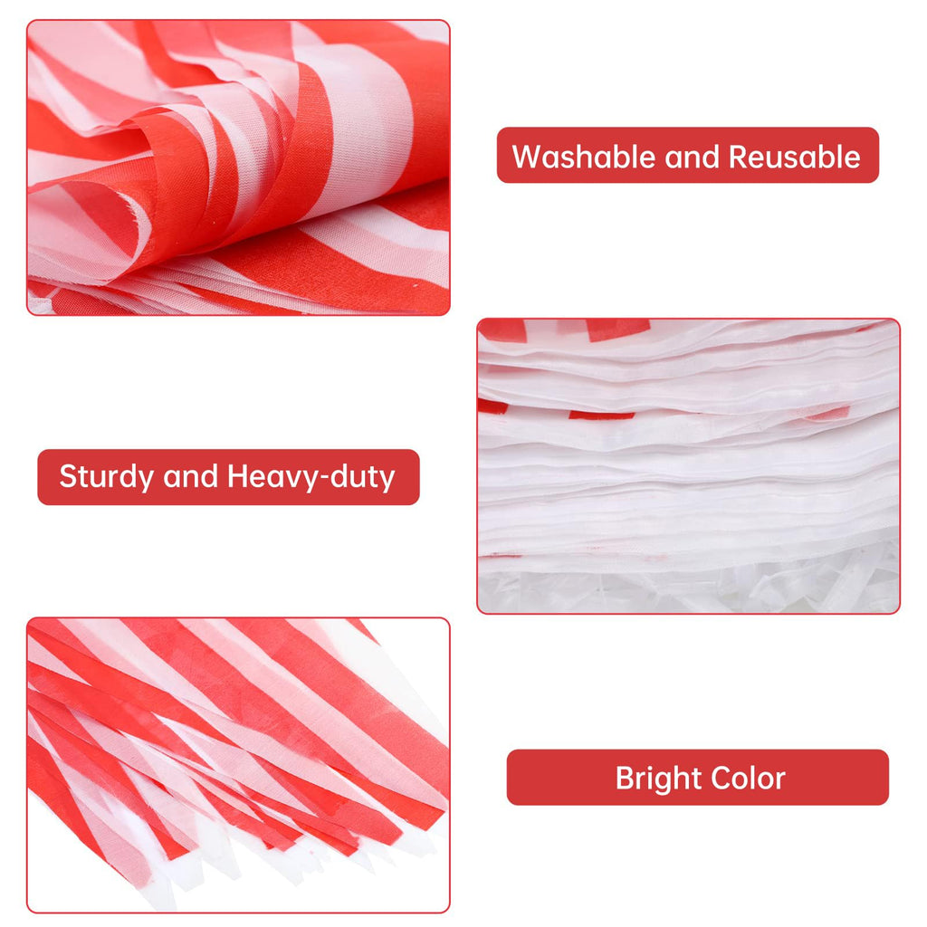 RUBFAC 170ft Red & White Striped Pennant Banner | 120 Flags, Reusable Carnival Decorations