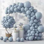 RUBFAC 129pcs Dusty Blue Balloons Kit – 18/12/10/5 in for Garlands
