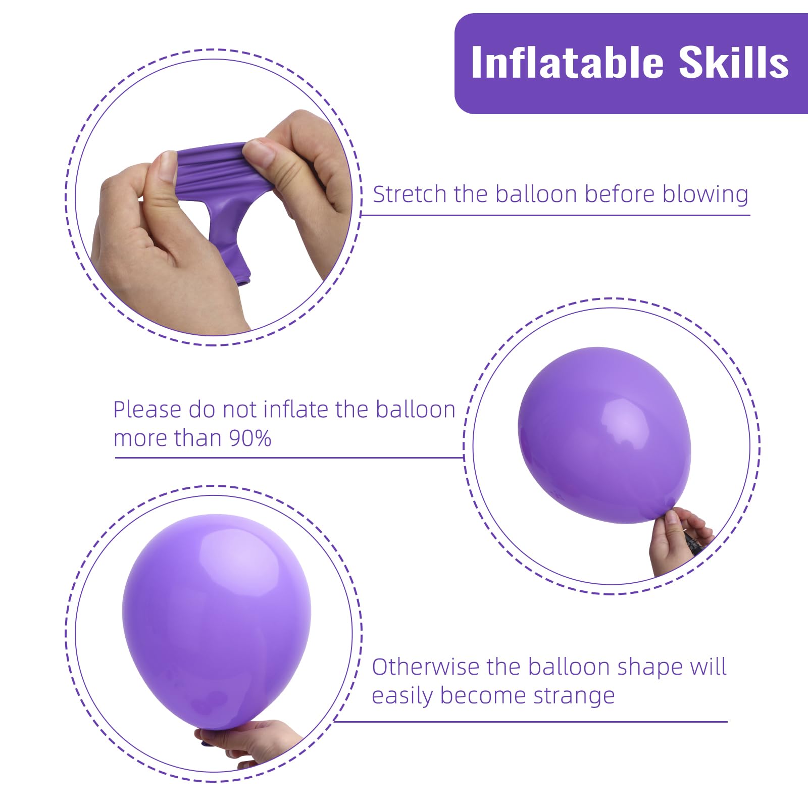 RUBFAC 129pcs Purple Balloons Set – Lavender Lilac Latex Balloons with Ribbon & Glue