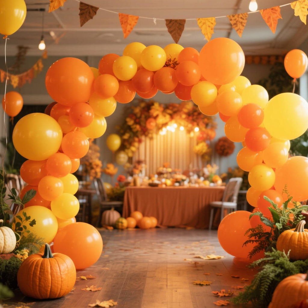 RUBFAC 129pcs Orange Balloons Kit — 18/12/10/5 In. Balloon Arch & Garland for Halloween & Fall Parties