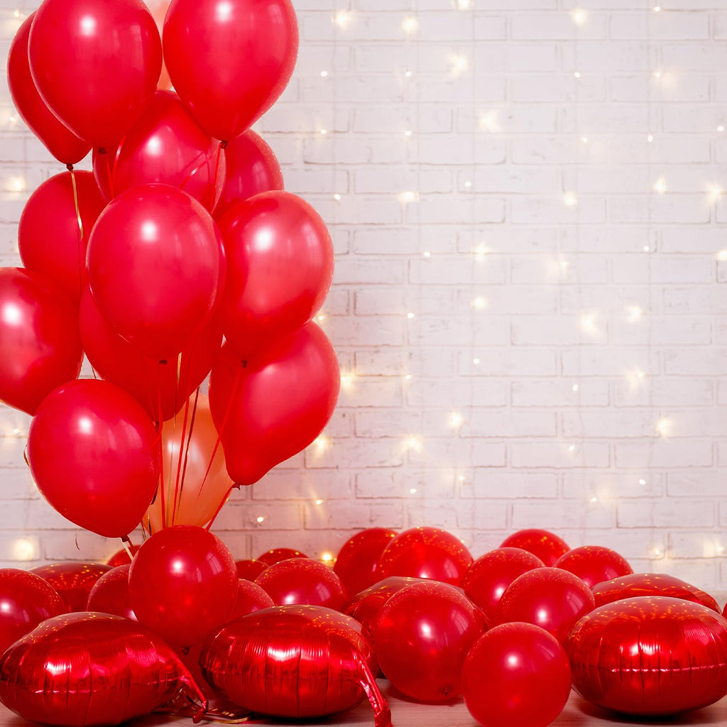 RUBFAC Red Balloons Set – 105 Pcs in 5/10/12/18 Inches for Garland Arch & Party Decor