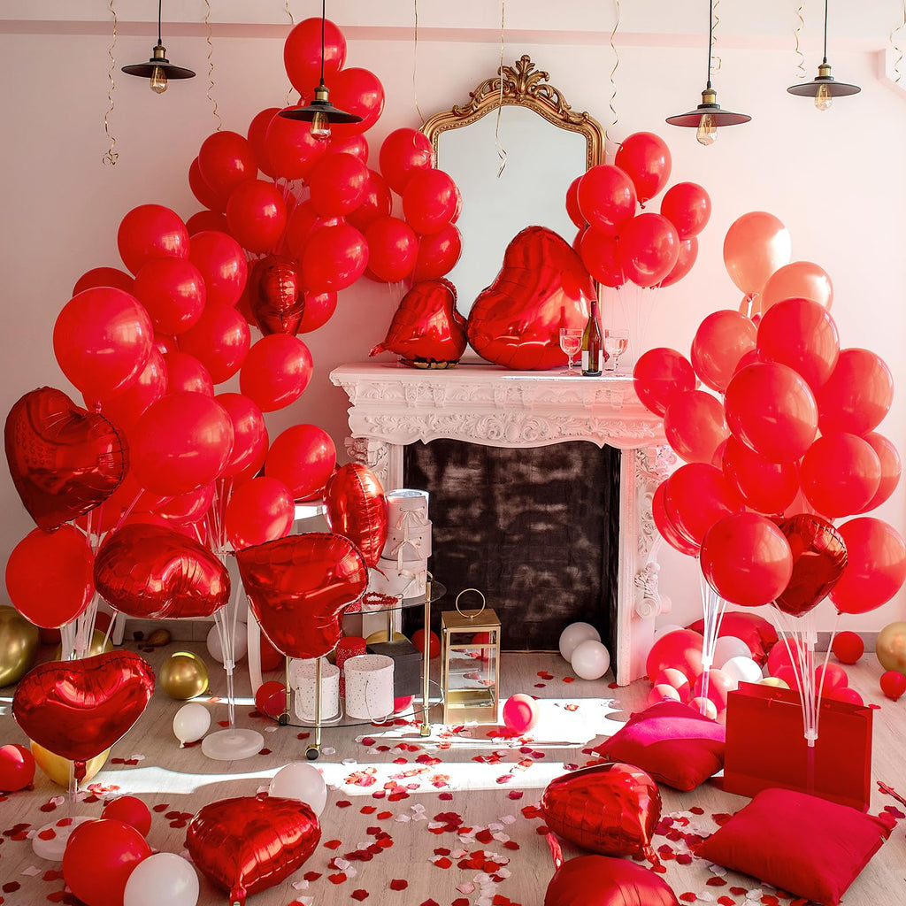 RUBFAC 129pcs Red Balloons Kit - Premium Latex Balloons for Garland Arches, Weddings & Parties
