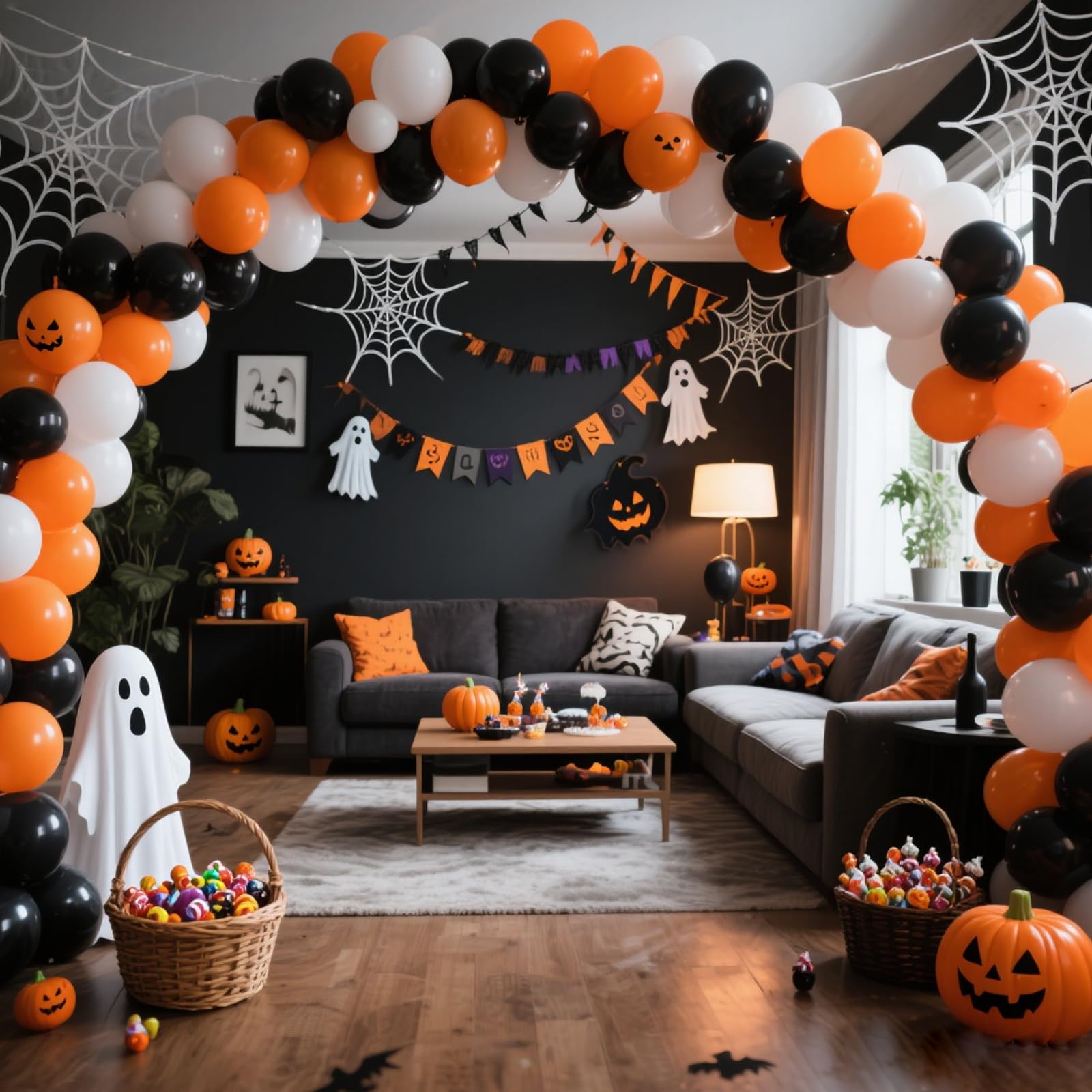 RUBFAC 129pcs Orange Balloons Kit — 18/12/10/5 In. Balloon Arch & Garland for Halloween & Fall Parties