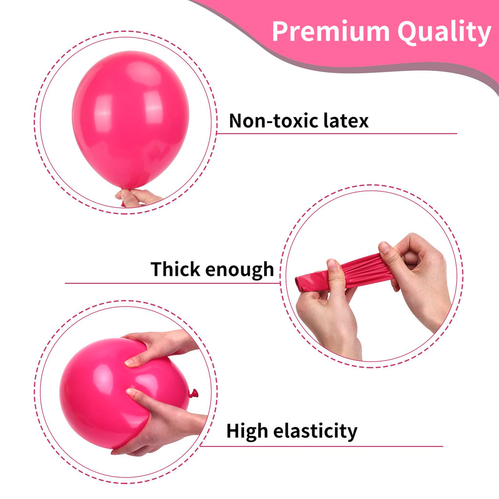 RUBFAC Hot Pink Balloons Set – 105pc Latex Party Kit (5/10/12/18 in) for Garland Arch | Weddings, Birthdays, Baby Showers