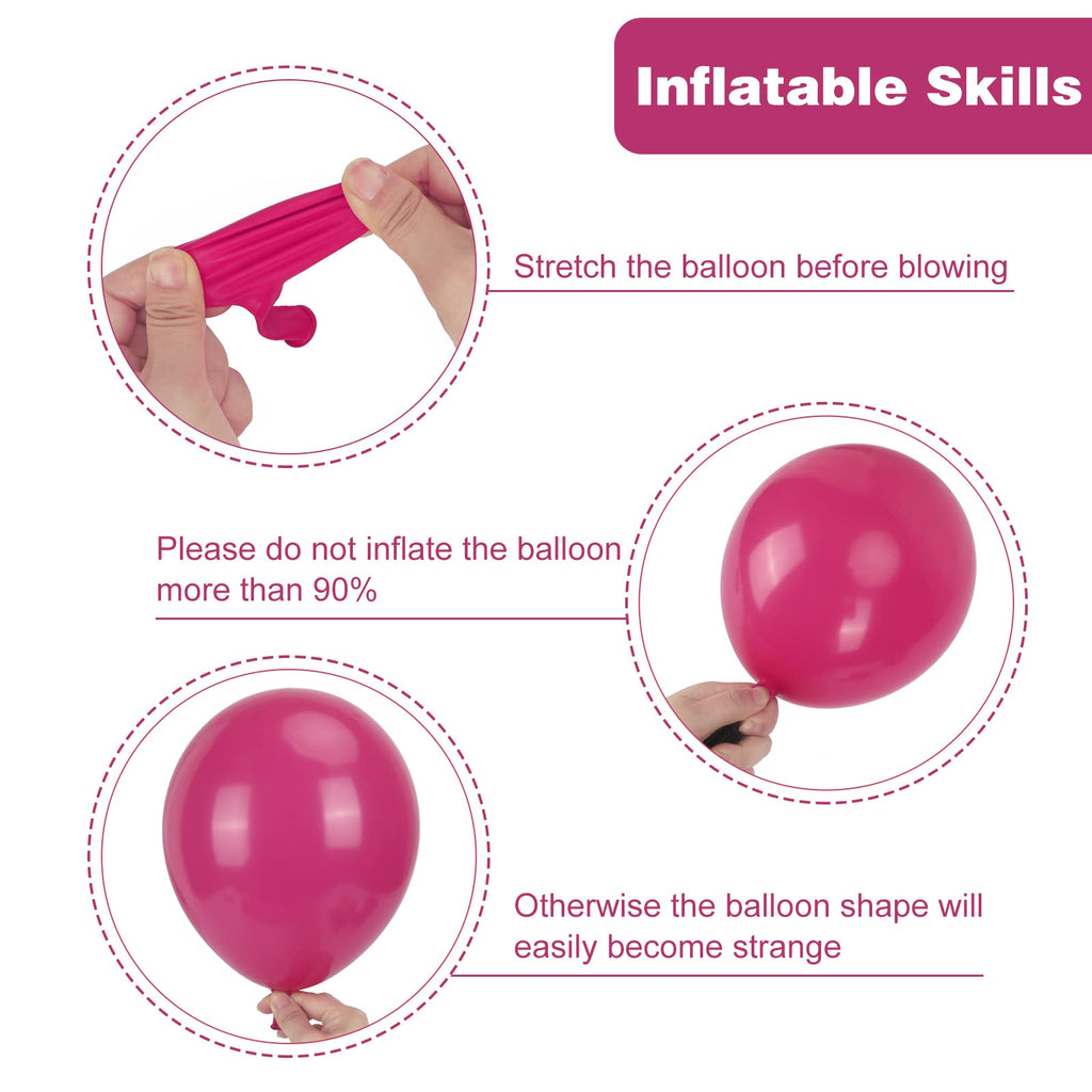 RUBFAC 129pcs Hot Pink Balloons Kit – Magenta Pink Balloon Arch & Garland Starter Set (18, 12, 10, 5 in)