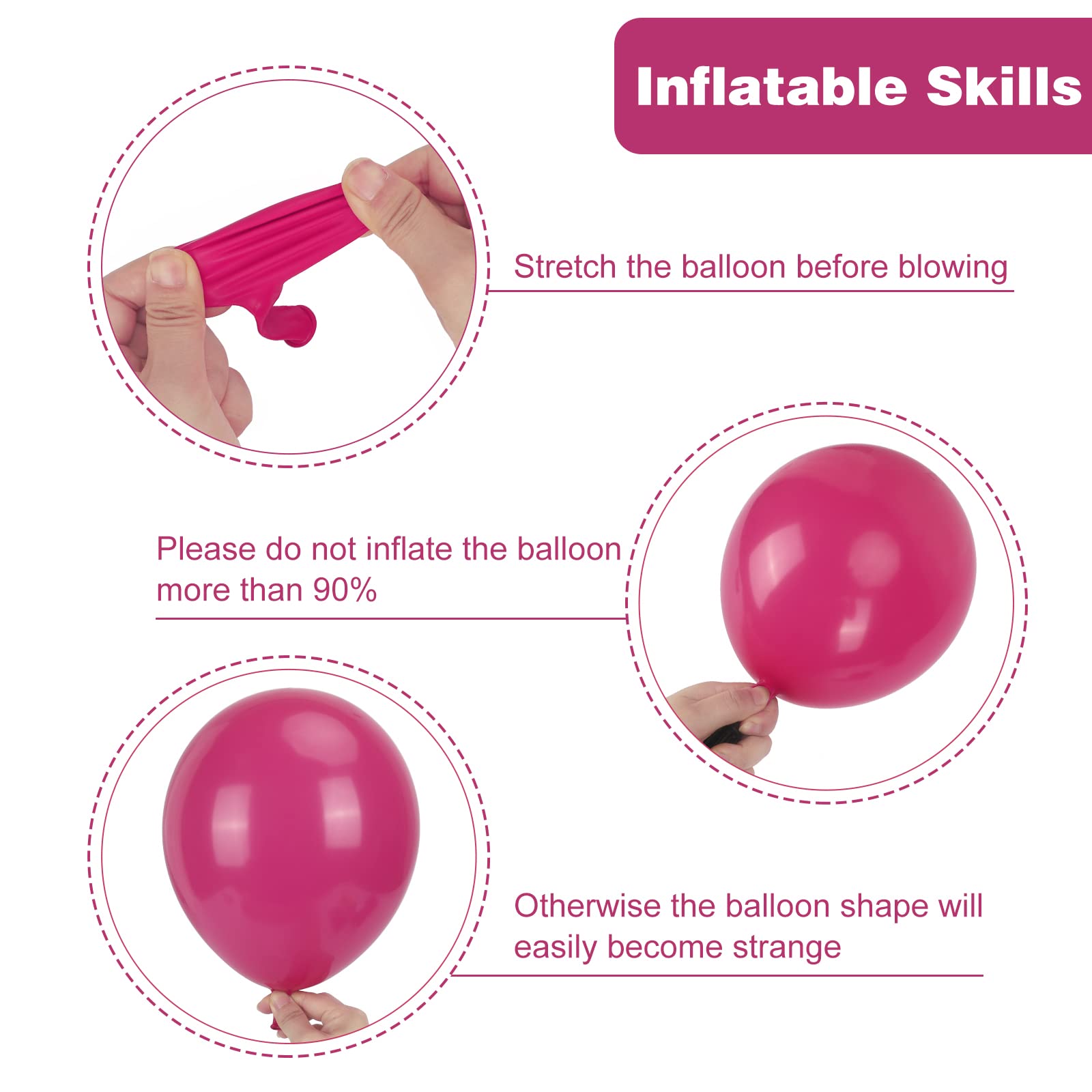 RUBFAC 129pcs Hot Pink Balloons Kit – Magenta Pink Balloon Arch & Garland Starter Set (18, 12, 10, 5 in)