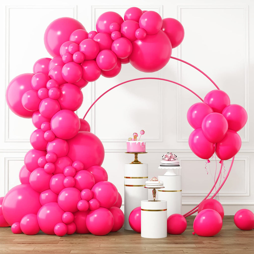 RUBFAC Hot Pink Balloons Set – 105pc Latex Party Kit (5/10/12/18 in) for Garland Arch | Weddings, Birthdays, Baby Showers