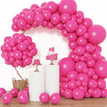 RUBFAC 129pcs Hot Pink Balloons Kit – Magenta Pink Balloon Arch & Garland Starter Set (18, 12, 10, 5 in)