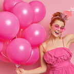 RUBFAC 129pcs Hot Pink Balloons Kit – Magenta Pink Balloon Arch & Garland Starter Set (18, 12, 10, 5 in)