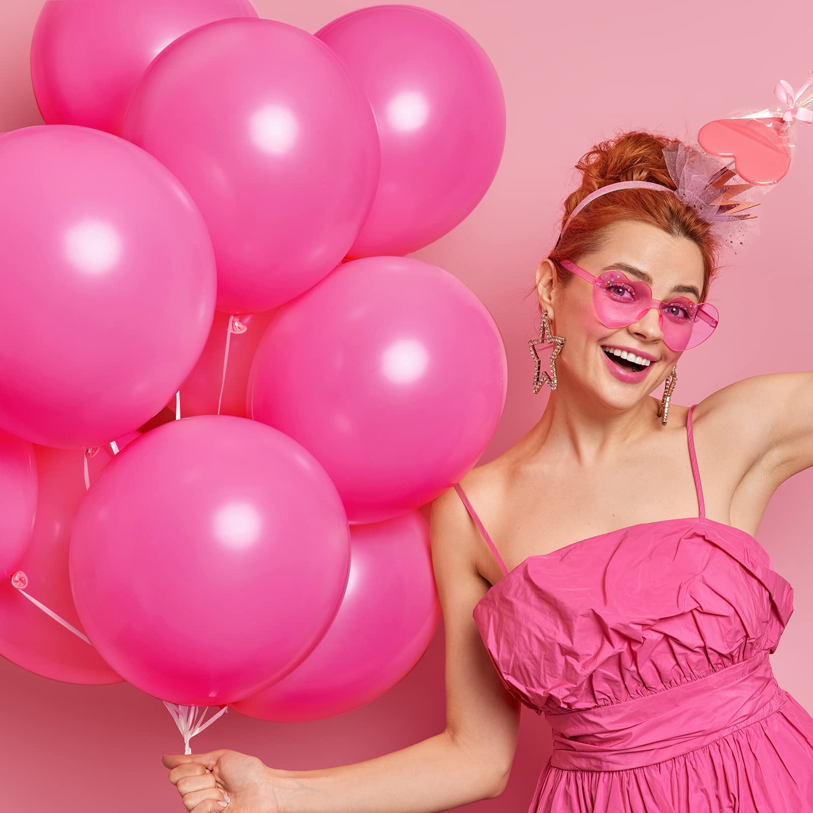 RUBFAC 129pcs Hot Pink Balloons Kit – Magenta Pink Balloon Arch & Garland Starter Set (18, 12, 10, 5 in)