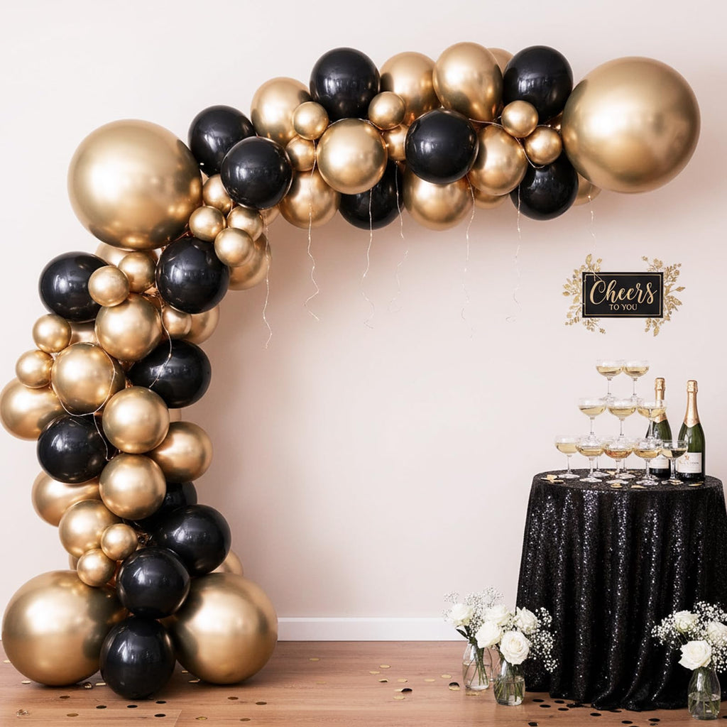 RUBFAC 154pcs Metallic Champagne Gold Balloon Arch Kit – 18/12/10/5 Inch Balloons