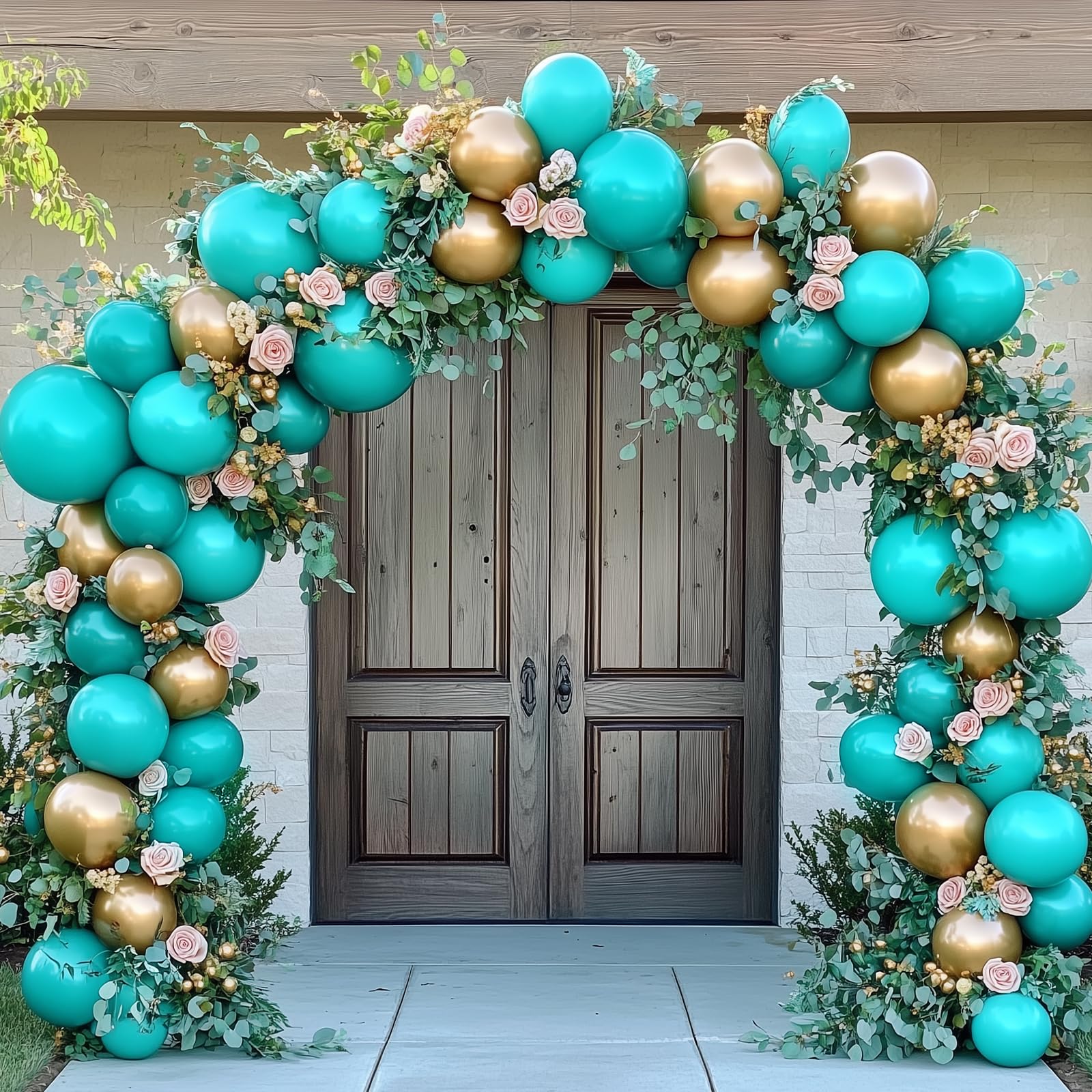 RUBFAC 129pcs Teal Blue Latex Balloons Kit – 18in/12in/10in/5in for Party Decor