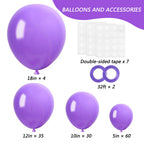 RUBFAC 129pcs Purple Balloons Set – Lavender Lilac Latex Balloons with Ribbon & Glue