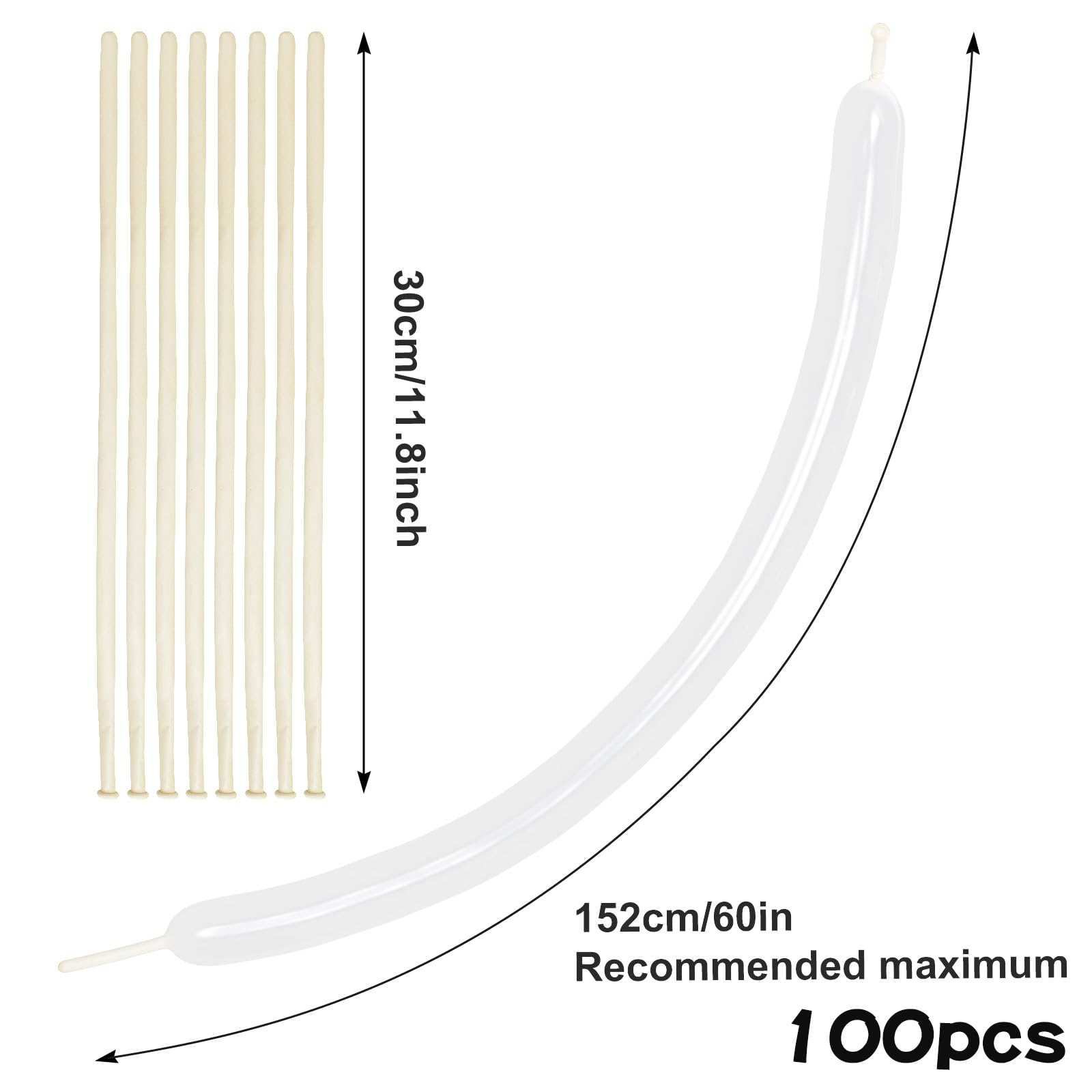 Rubfac 100pcs Clear 260 Balloons – Long Skinny Transparent Latex for Animal Twists, Party Garland & Decorations