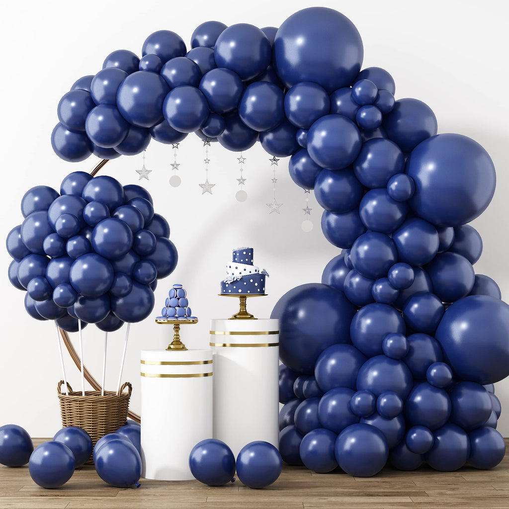 RUBFAC 129pc Navy Blue Balloons Kit | Latex Balloon Garland Arch for Birthday, Graduation, Weddings