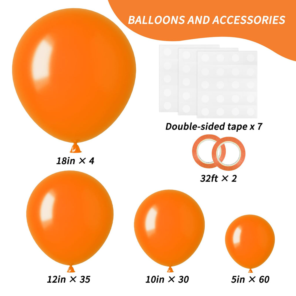RUBFAC 129pcs Orange Balloons Kit — 18/12/10/5 In. Balloon Arch & Garland for Halloween & Fall Parties