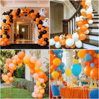 RUBFAC 129pcs Orange Balloons Kit — 18/12/10/5 In. Balloon Arch & Garland for Halloween & Fall Parties