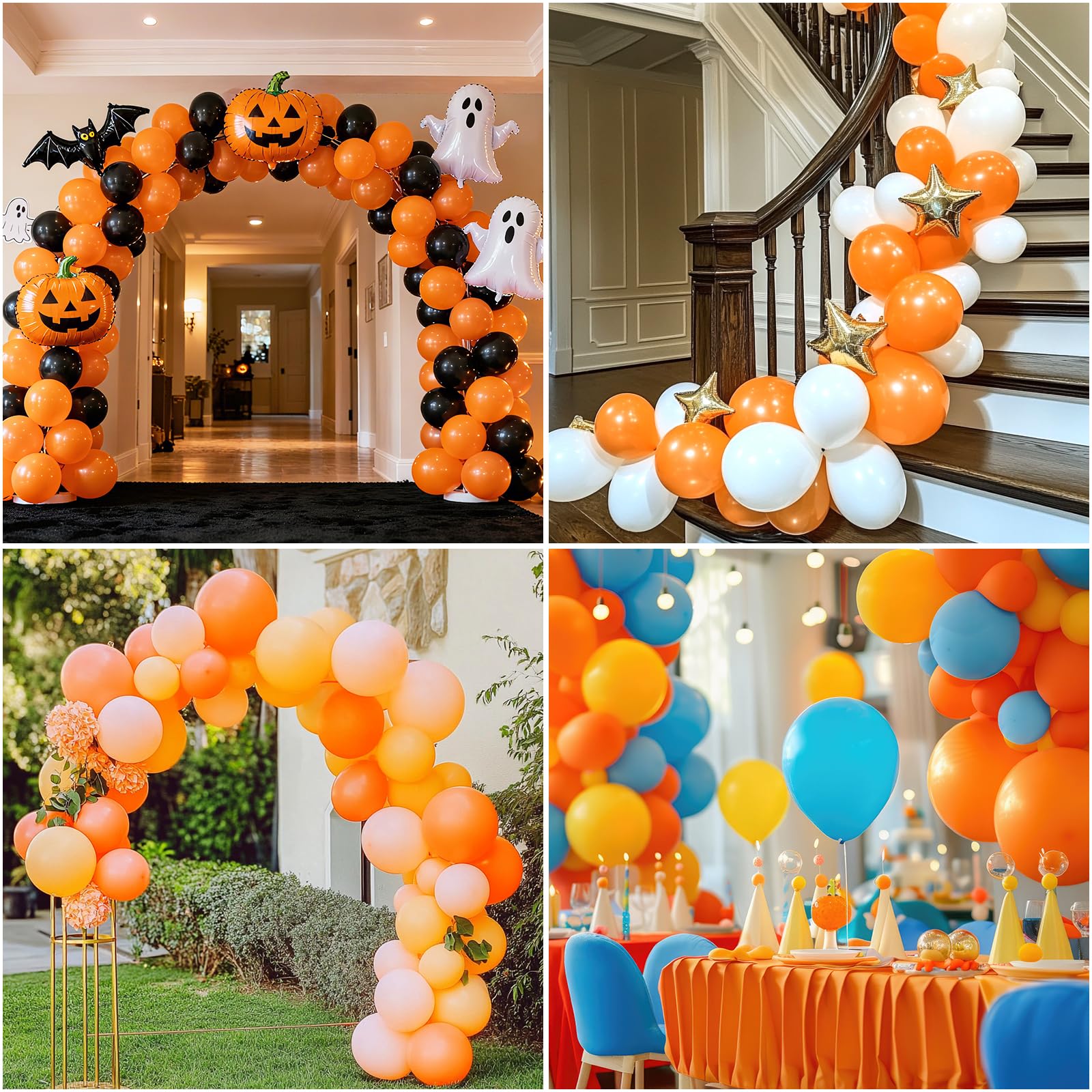 RUBFAC 129pcs Orange Balloons Kit — 18/12/10/5 In. Balloon Arch & Garland for Halloween & Fall Parties