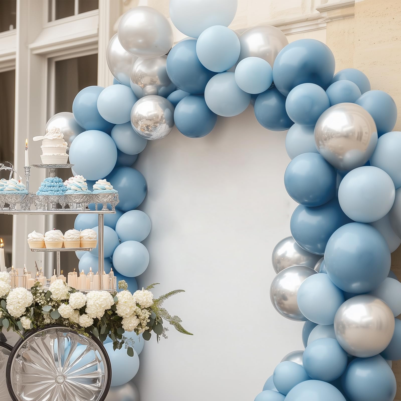 RUBFAC 129pcs Dusty Blue Balloons Kit – 18/12/10/5 in for Garlands