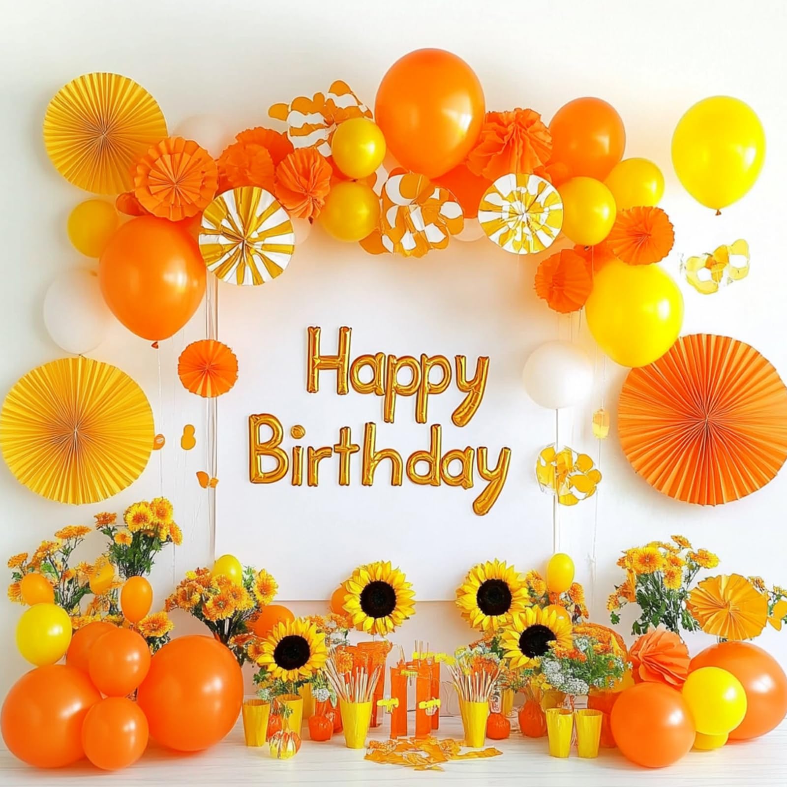 RUBFAC 129pcs Orange Balloons Kit — 18/12/10/5 In. Balloon Arch & Garland for Halloween & Fall Parties