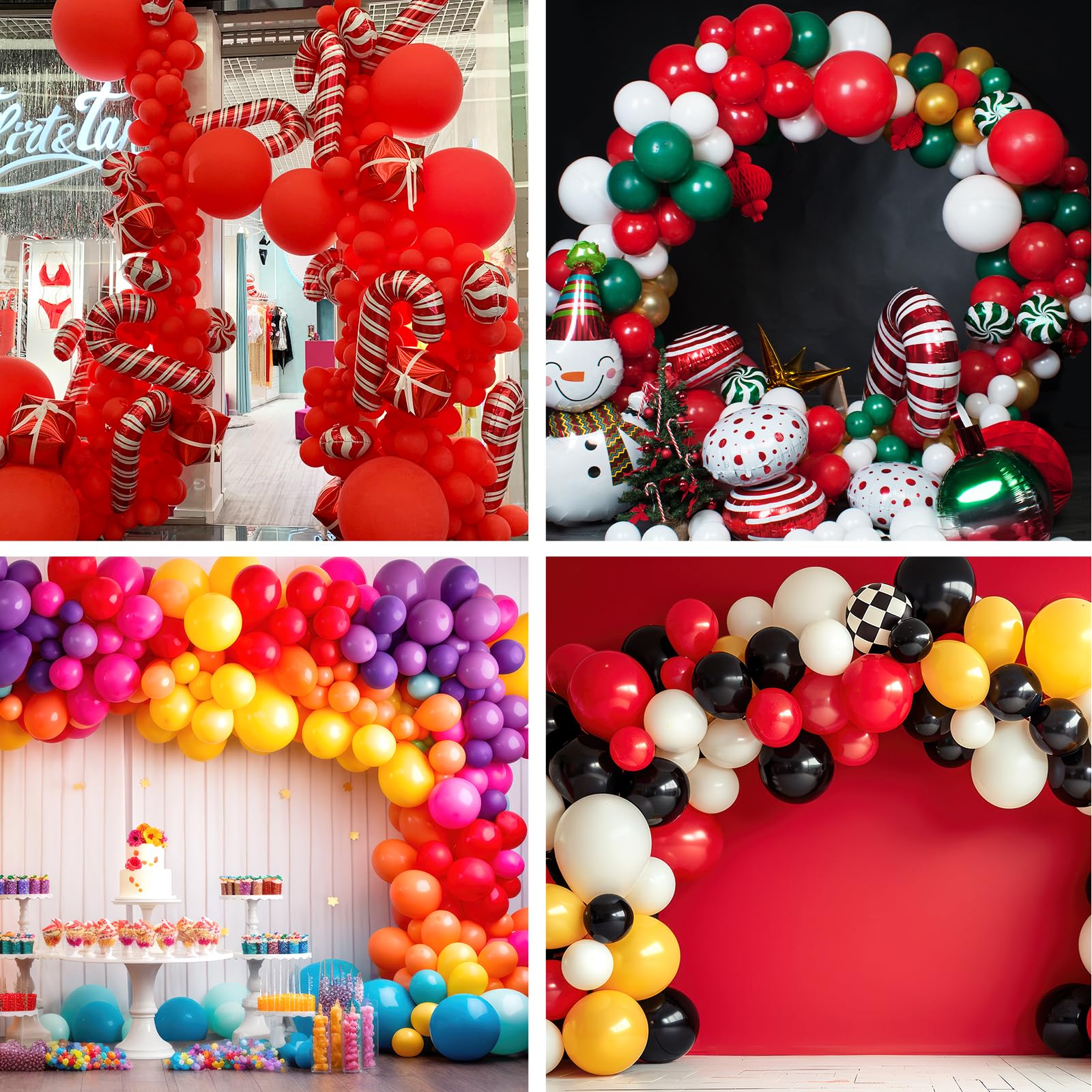 RUBFAC Red Balloons Set – 105 Pcs in 5/10/12/18 Inches for Garland Arch & Party Decor