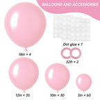 RUBFAC 129pcs Pastel Pink Balloons Set — 18in/12in/10in/5in for Garlands & Arches