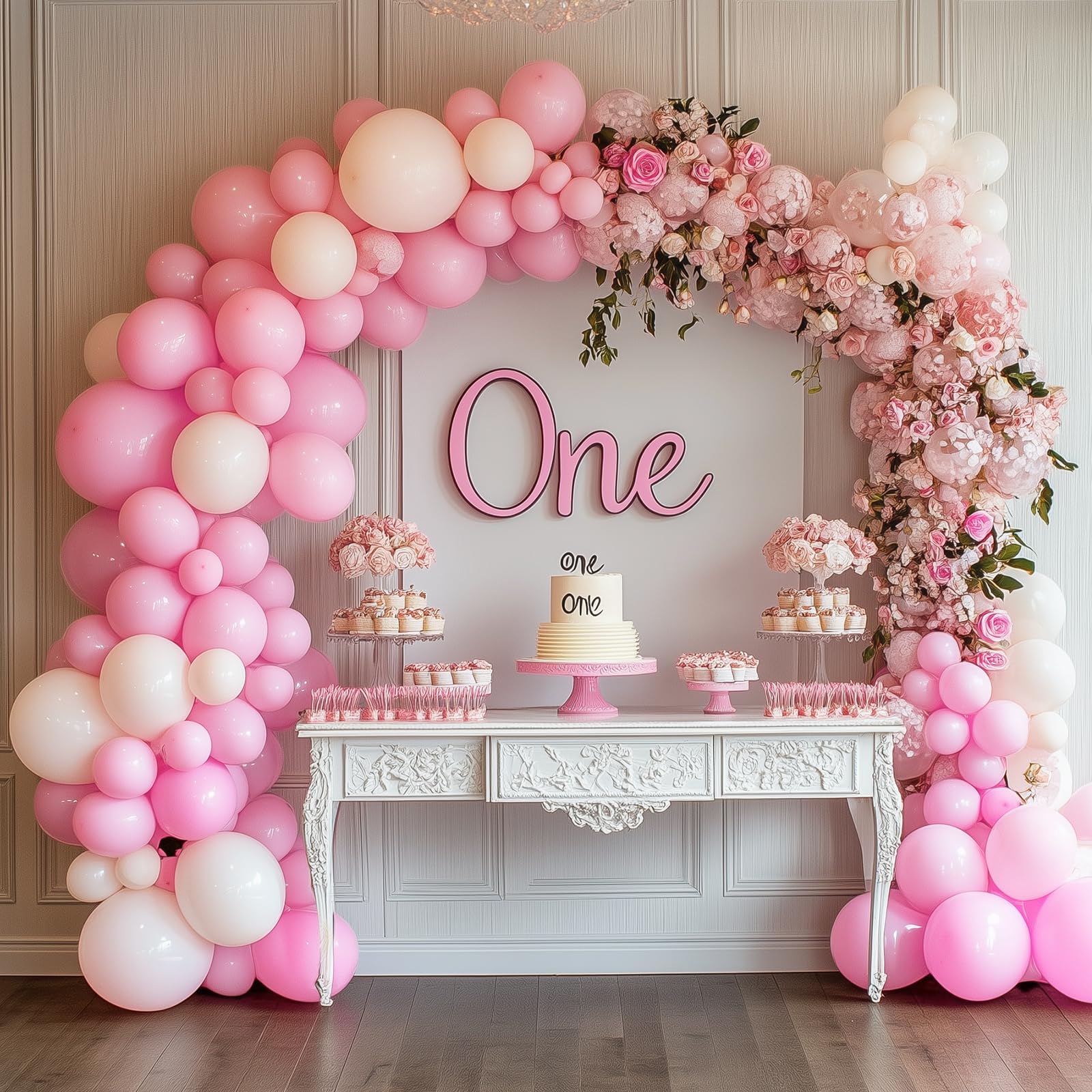 RUBFAC 129pcs Pastel Pink Balloons Set — 18in/12in/10in/5in for Garlands & Arches