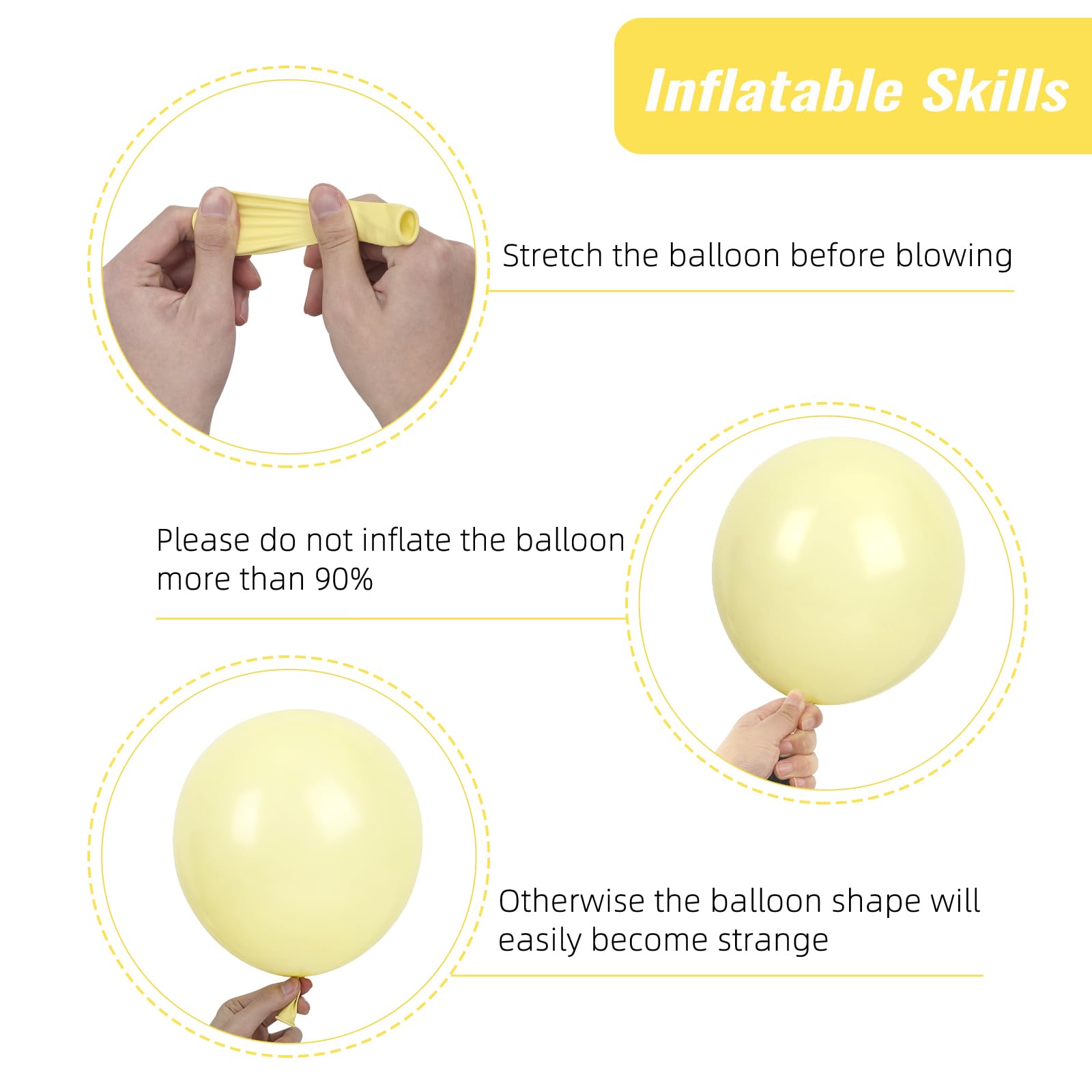 RUBFAC 129pcs Pastel Yellow Balloons Set - 18in, 12in, 10in & 5in for Party Decor