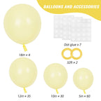RUBFAC 129pcs Pastel Yellow Balloons Set - 18in, 12in, 10in & 5in for Party Decor