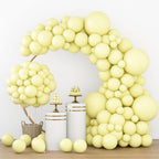 RUBFAC 129pcs Pastel Yellow Balloons Set - 18in, 12in, 10in & 5in for Party Decor