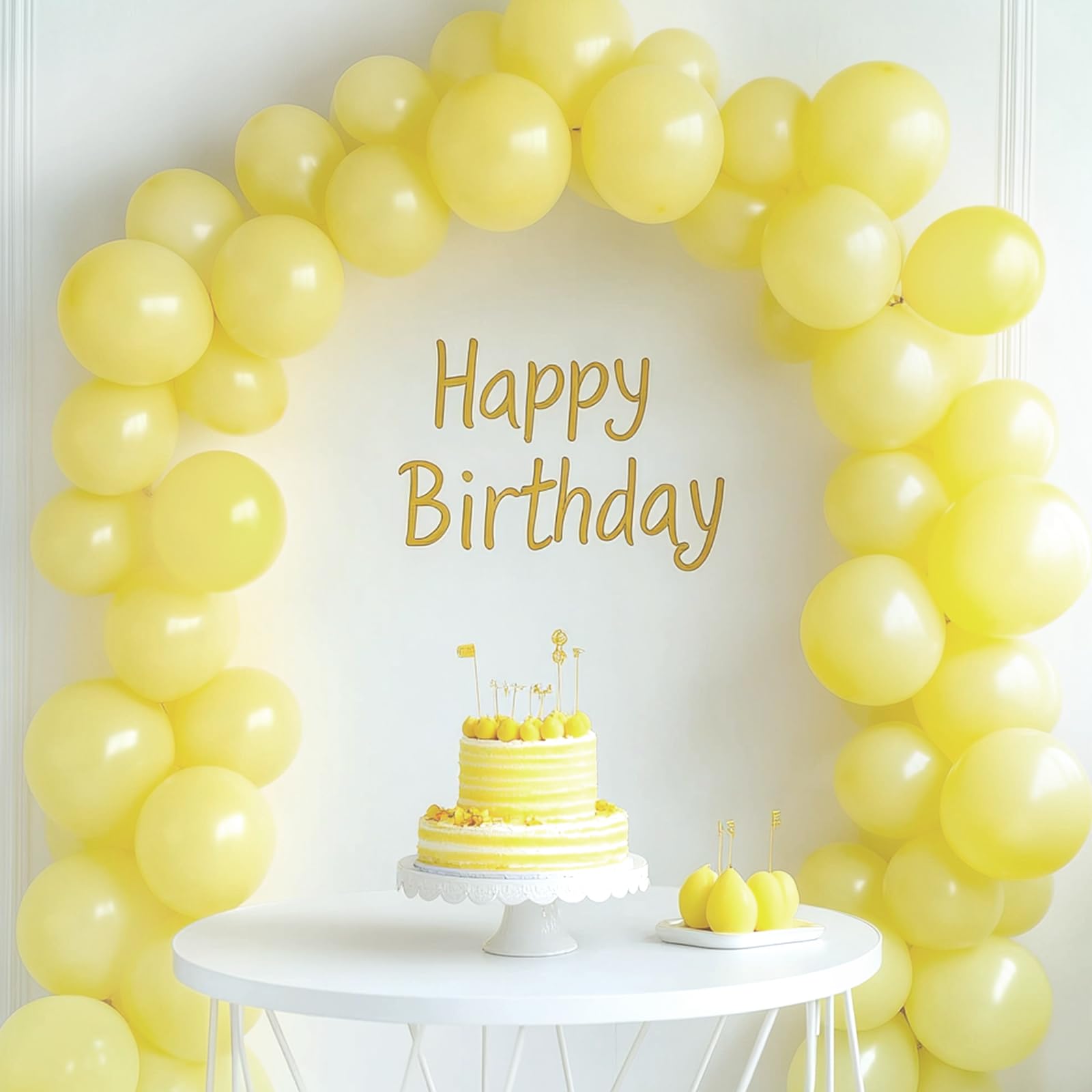 RUBFAC 129pcs Pastel Yellow Balloons Set - 18in, 12in, 10in & 5in for Party Decor