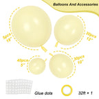 RUBFAC Pastel Yellow Balloons – 105pcs (5/10/12/18in) for Garland Arch & Party Decor