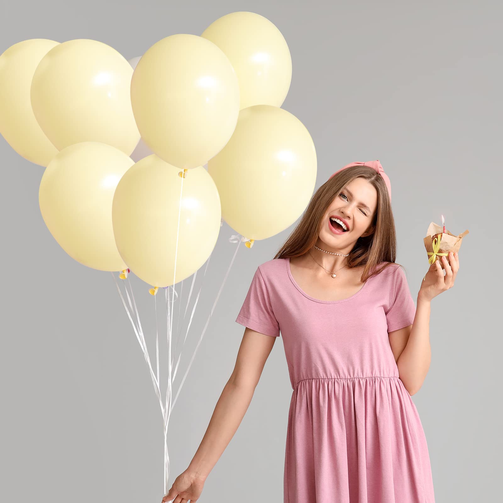 RUBFAC Pastel Yellow Balloons – 105pcs (5/10/12/18in) for Garland Arch & Party Decor