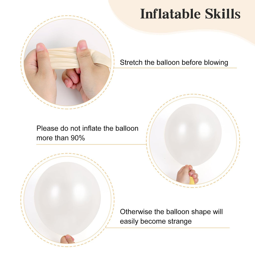 RUBFAC 129pcs Pearl White Balloons Kit – Mixed Sizes for Garland & Arch Decor